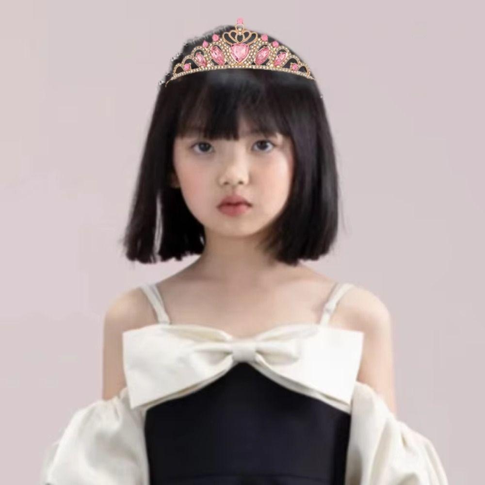Heart-Shaped Crystal Headpiece Crown Bling Bling Children's Crown  Ballet Performance