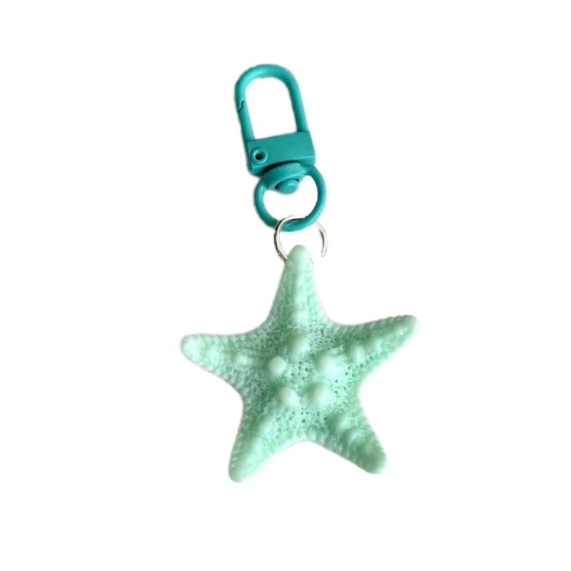 Pentagrams Pendant Keyring Colorful Starfish Shaped Keychain Handbag Charm Decoration Stylish Car Key Holder Ornament