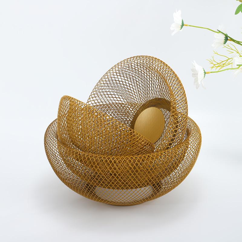 Modern Creative Bird's Nest Wrought Wire Mesh Household Fruit Basket Double Layer Snack Candy Storage Kitchen Table Fruit Plate