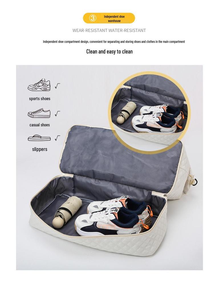 Women's Large Capacity Travel & Fitness Bag with Diamond Pattern - Wet/Dry Separation & Handheld Design