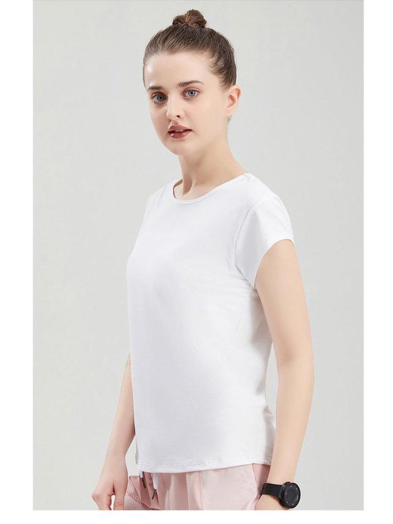 Women's Breathable Summer Sports T-Shirt - Moisture-Wicking, Round Neck, Short Sleeve, Dance & Fitness Style