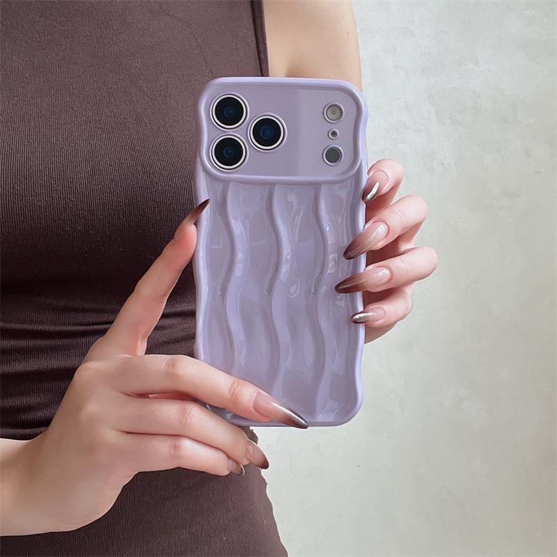 3D Wave Pattern Soft Shell Case for iPhone 13-17 Pro Max
