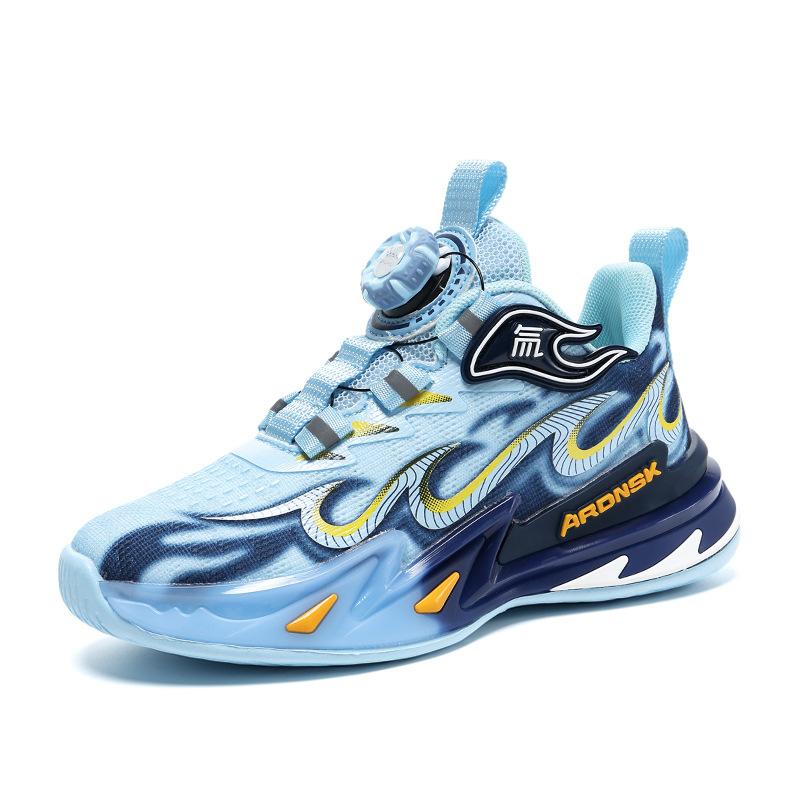 

Boys shoes autumn and winter 2025 new children s basketball shoes rotating buckle middle older boys soft-soled air cushion running shoes 42 синий