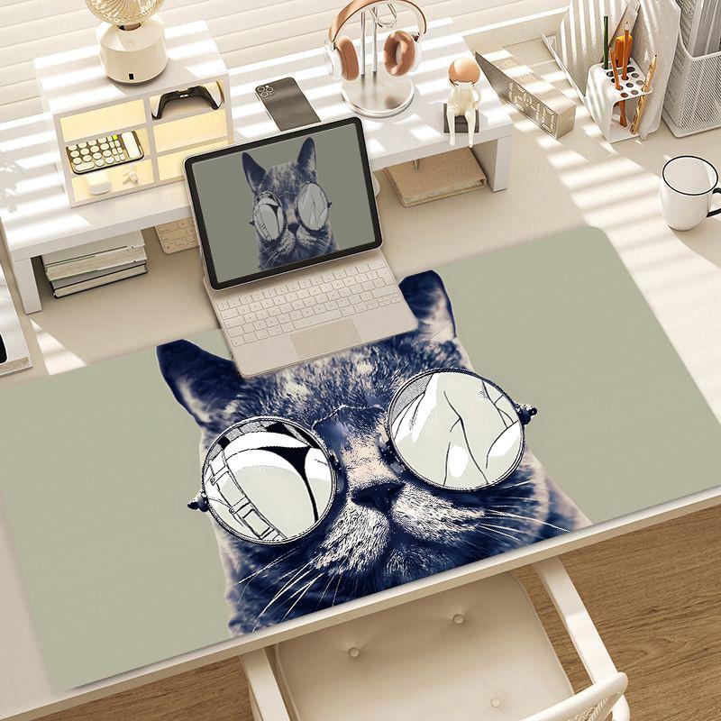 Cat Kawaii Mouse Pad Large Cute Girl Laptop Keyboard Pads Cartoon Lock Edge Wrist Mat