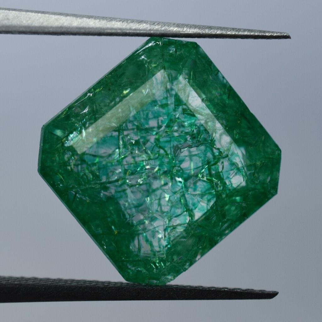 Natural Green Emerald SQUARE Cut 6.50 Ct Colombian Loose Gemstone CERTIFIED.