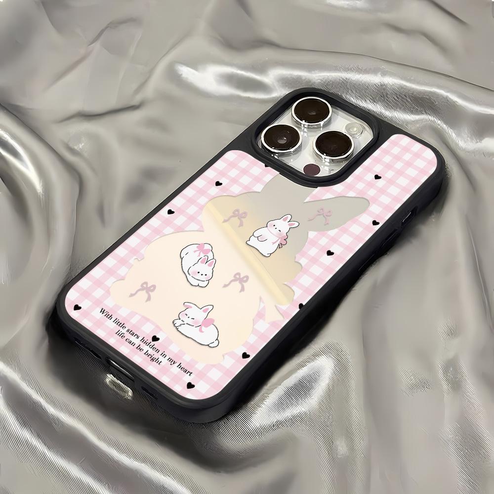 Mirror Phone Case for iPhone 15 11 13 14 for 15 16 Pro Max 12 13 16 Pro Cloud Flower and Animal Cute Style Phone Case