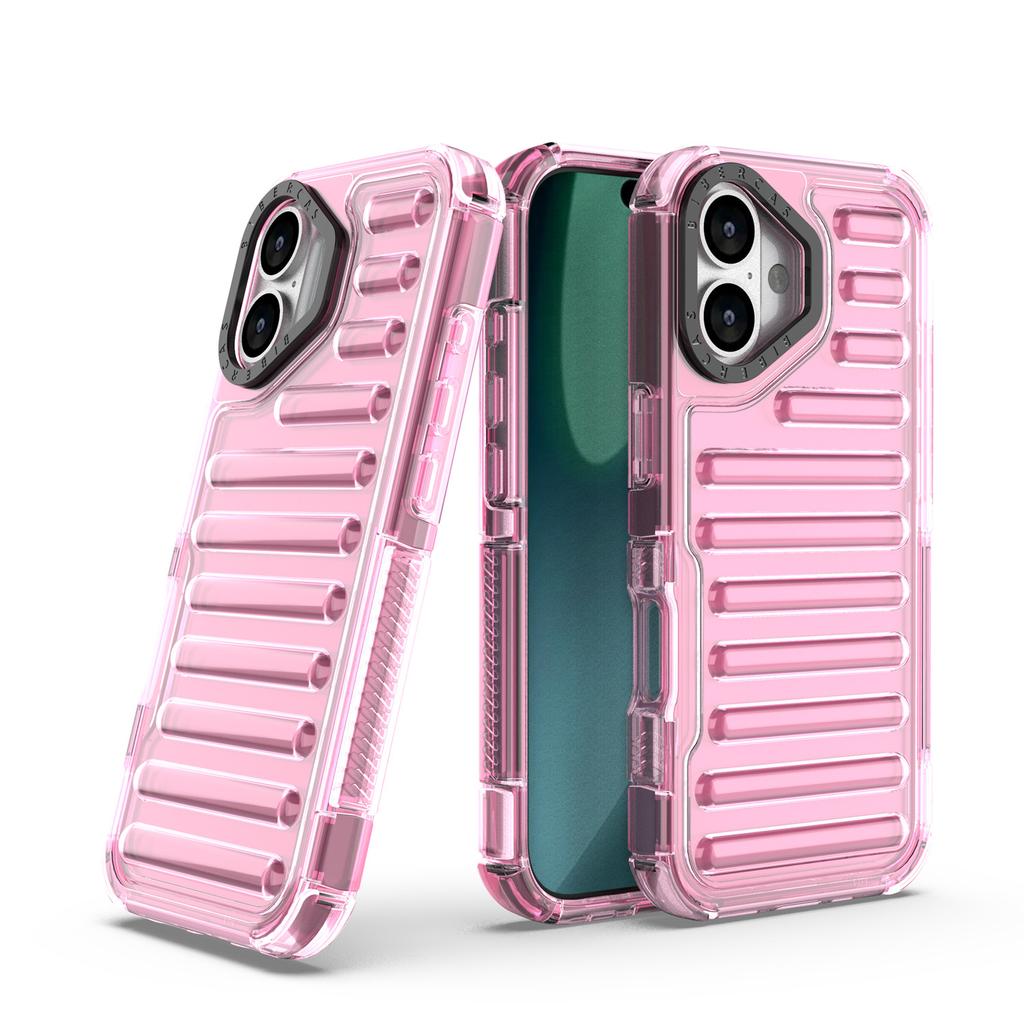 For iPhone 17 Case Stripe Design Anti-Slip Detachable TPU+PC Phone Cover