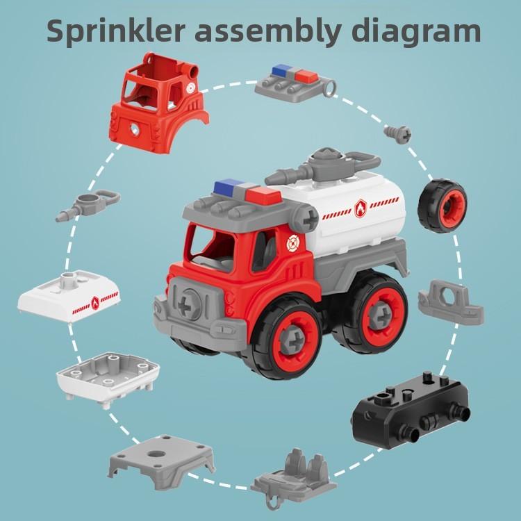 Rettungsauto Sprinklerwagen Tank Flugzeug Polizei Motorrad Abnehmbares Spielzeugset Für Kinder