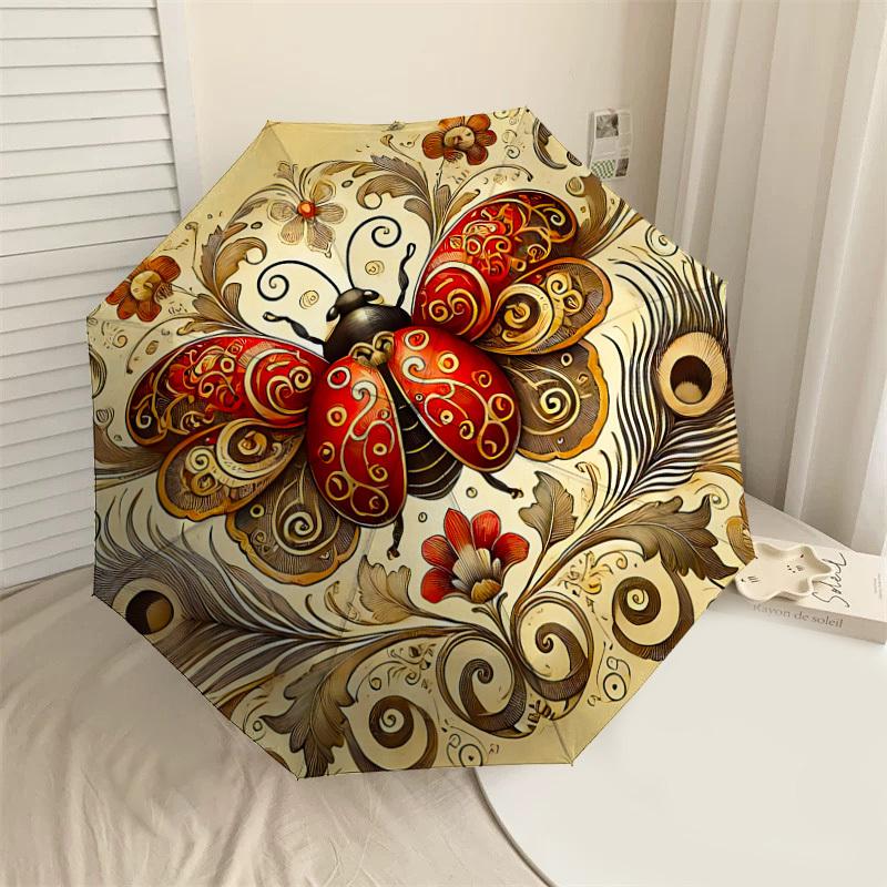 

1pc Butterfly Flowers Automatic Open/Close Umbrella with Windproof, 8-Rib Sturdy Canopy, Durable Ribs, Fashionable Design1160A