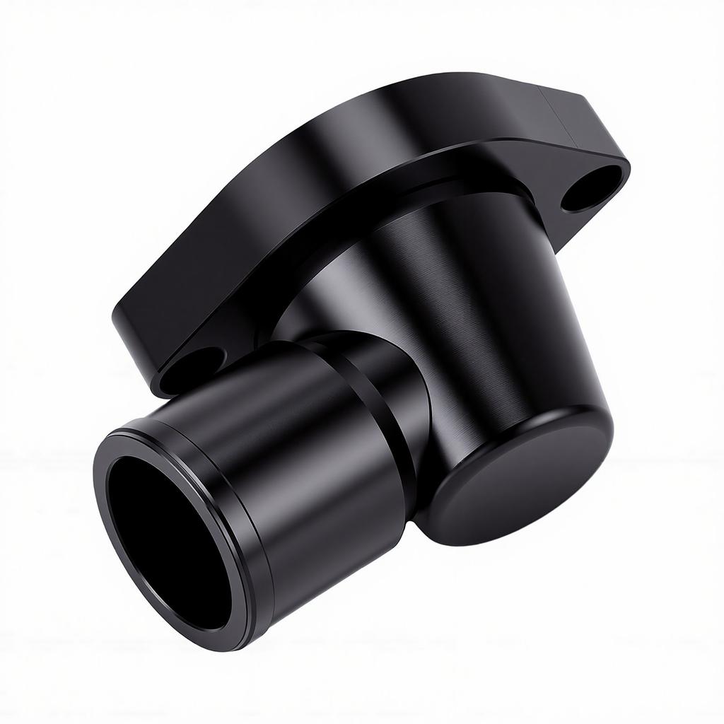 90 Degree Swivel Thermostat Housing Water Neck 1.5in Black Billet Aluminum Alloy Replacement for LS Engine