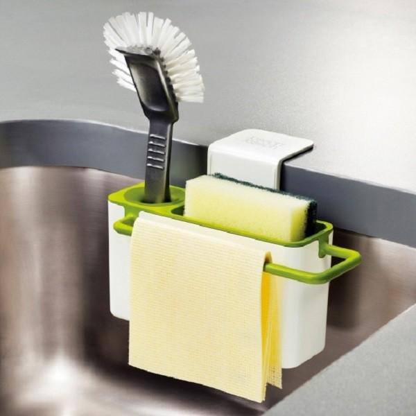 Stylish Green With White Suction Cup Base Kitchen Brush Sponge Holder For Easy Draining