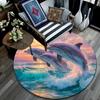Dolphins Round Area Rug,Carpet Rug for Living Room Bedroom Sofa Playroom Decor,Non-slip Floor Mat