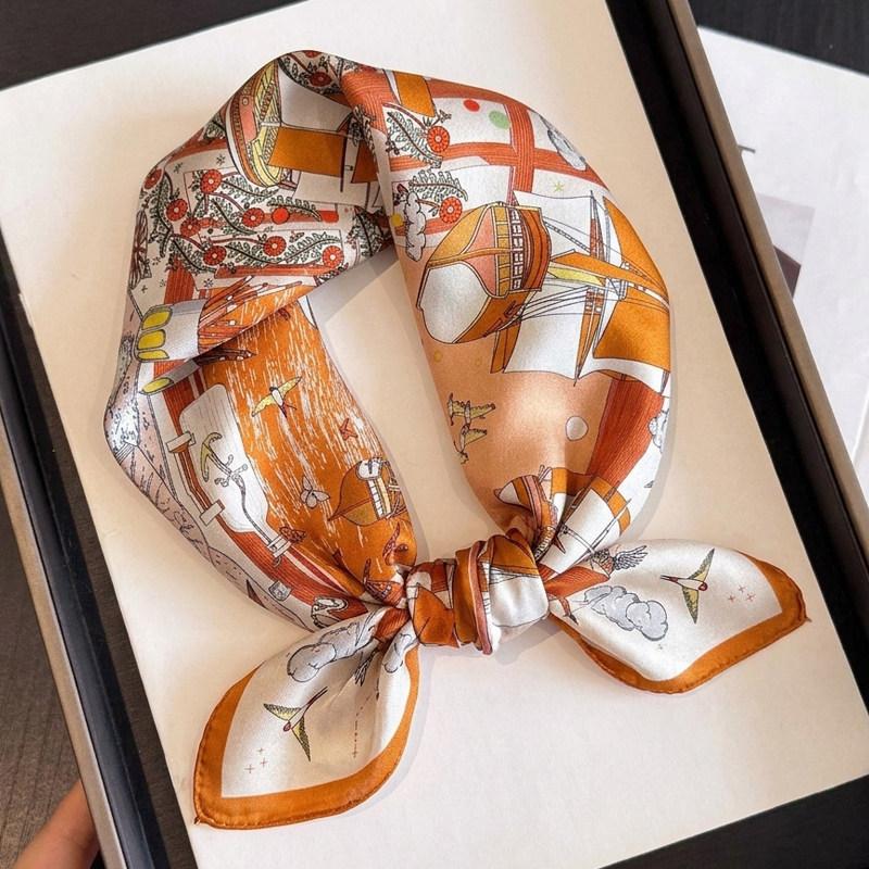 British style spring autumn winter men's and women's silk small square scarf plaid brown small silk scarf mulberry silk scarf