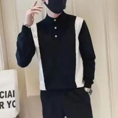 Koreaanse Casual Eenvoud Mooie Geometrische Pullovers Los Soepel Comfortabel Huidvriendelijk Heren Poloshirt Herfst Winter 2024