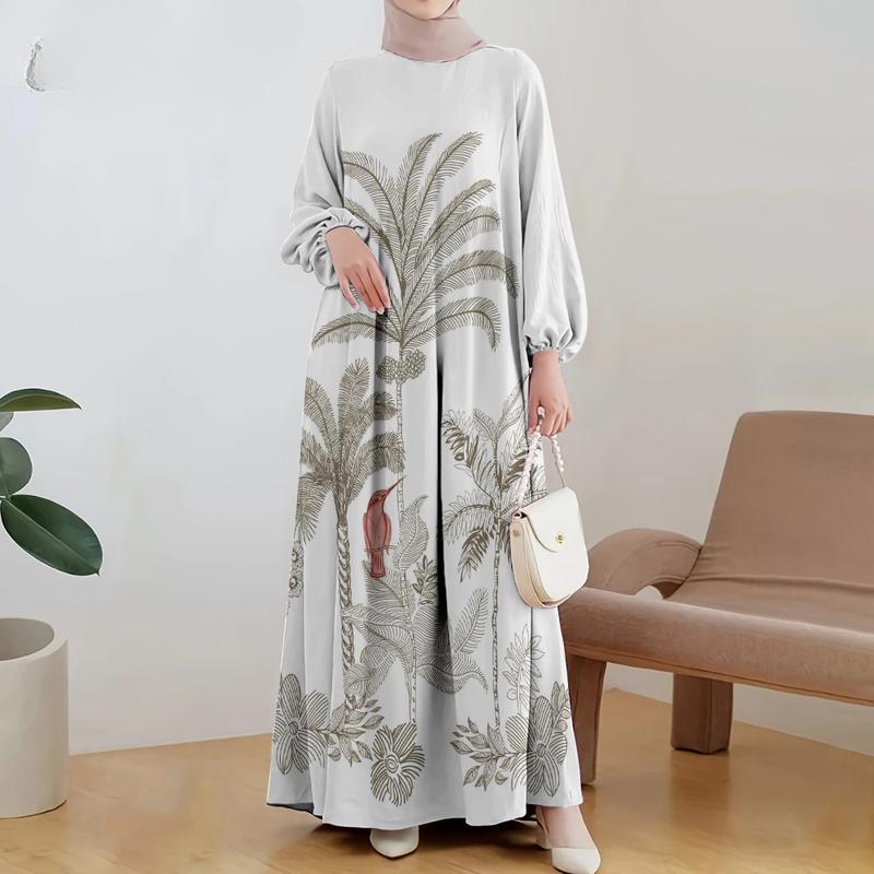 

Круглый вырез, модный, с принтом, солнцезащитный, дышащий, мусульманское женское платье, подходит для поездок на работу и отдыха 5XL чёрный