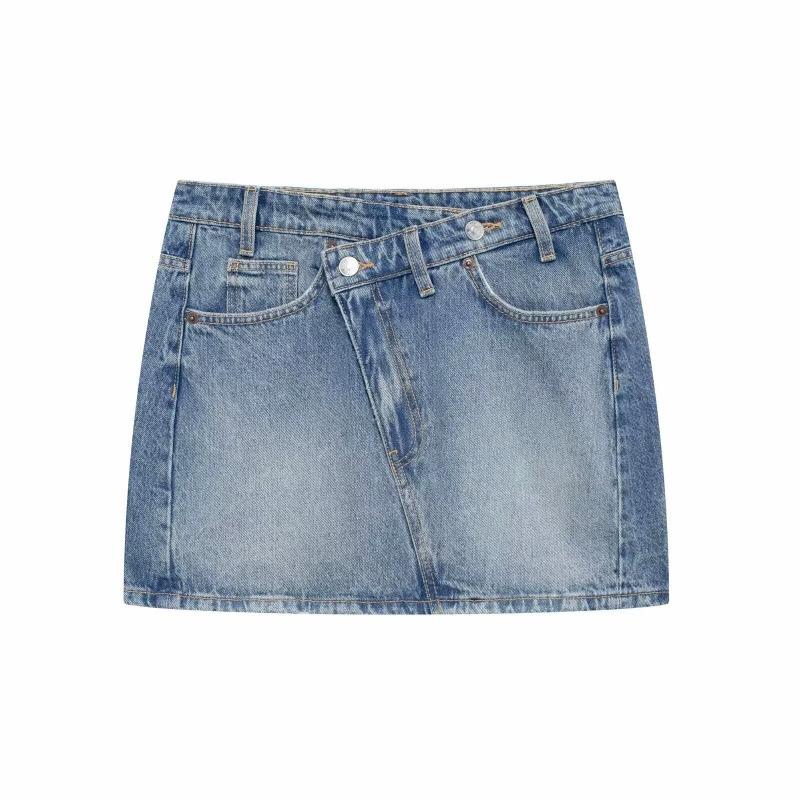

European & American Style Autumn Denim Mini Skirt - Women s Street Fashion M