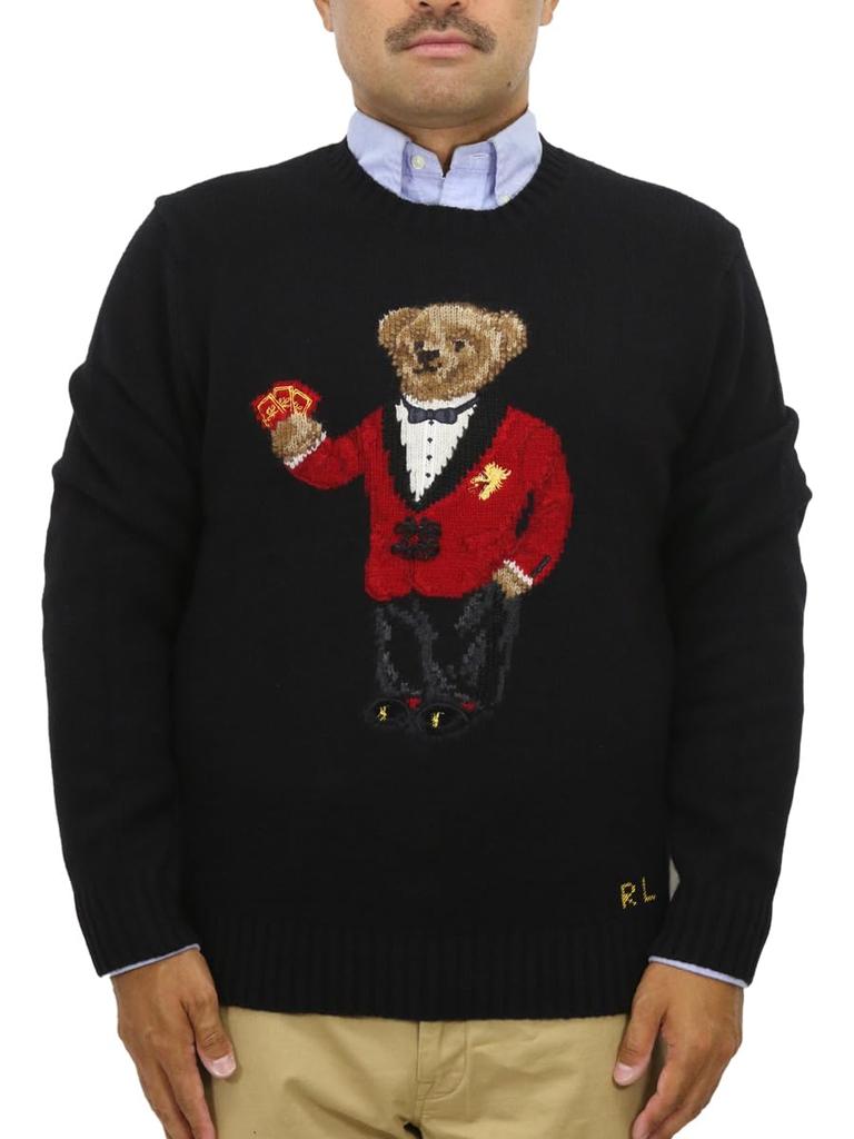 POLO RALPH LAUREN Polo Bear Wool Crew Neck Sweater with Size Black Men's Card, L, (Product Code 01020109)