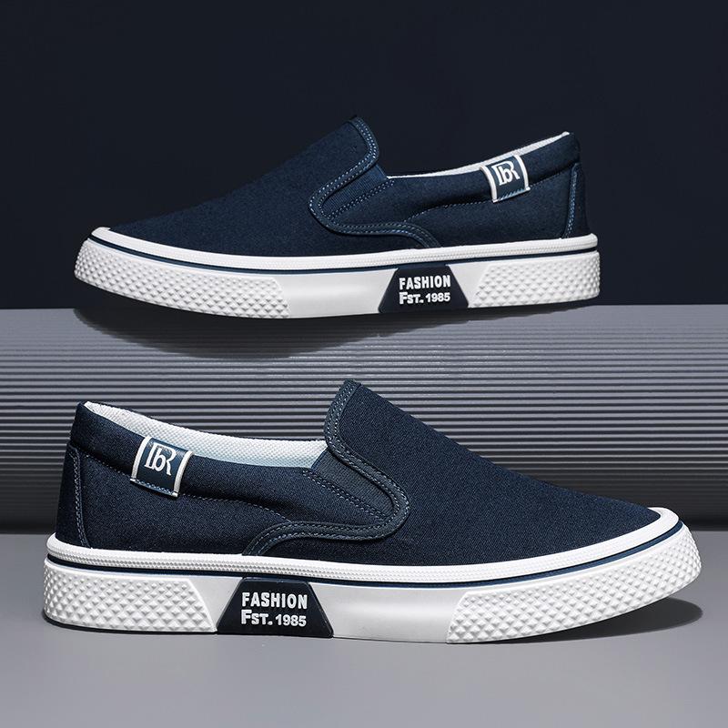 

Модные парусиновые туфли, маленькие белые туфли, ленивые на одной педали, трендовые мужские и женские пары, студенческие эластичные туфли на платформе 42 синий