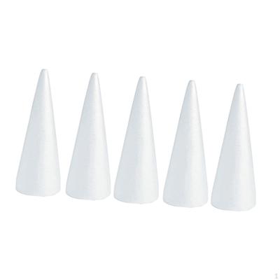 5x Foam Cones for Crafts Tree Christmas White Polystyrene Festival