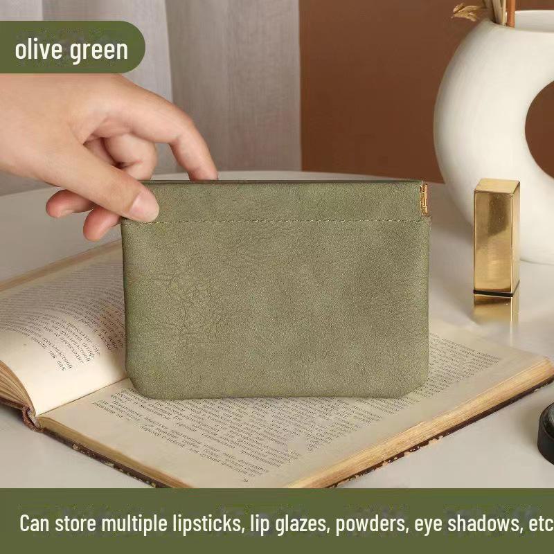 

Портативная многофункциональная сумка: Наушники, косметика, ключи, помада, очки, монеты и держатель для карт с функцией автоматического закрытия оливковое зеленый