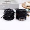 Jewelry From Europe And America+vintage Woven Mixed DIY Bracelet+simple Multi-layer Adjustable Cowhide Set Bracelet