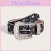Black Pu Leather Wide Belt For Women With Water Drilled Alloy Buckle For Vintage Fashion And Casual Wear