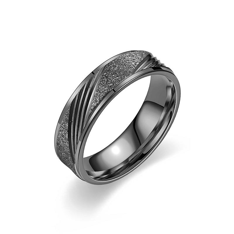 

Titanium Steel Frosted Women s Korean Fashion Versatile Ring Band Size 6 чорний