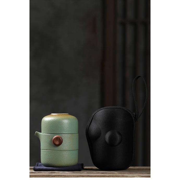 Ceramic Quick Tea Cup Kung Fu Tea Set One Pot Two Cups Simple Portable Storage Bag