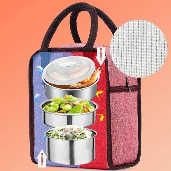 Mittagessenstasche Tragbar mit Aluminiumfolie Isolierte Lunchtasche Verdickter Thermokühlbehälter für Reisen Wandern Camping Picknick