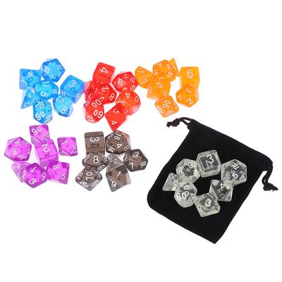 Farbe 7-teiliges polyedrisches Set Cloud Drop Translucent Teal Rpg Dnd mit Würfeltasche