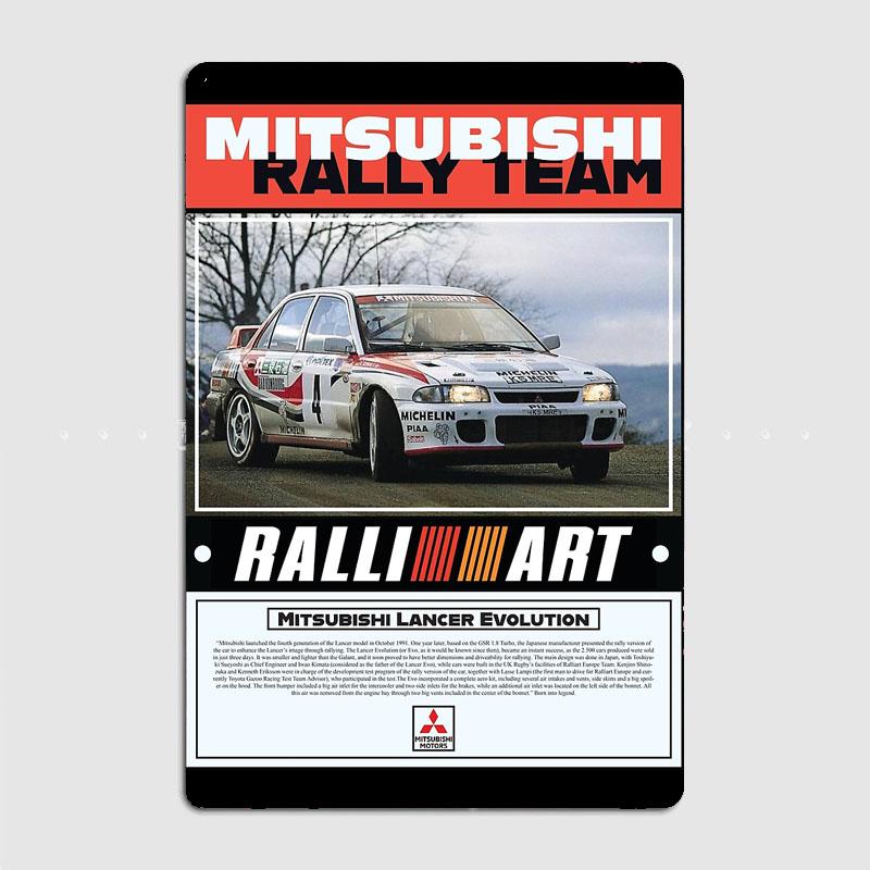 Lancer Evolution RALLY TEAM Car Classic Car Retro Metal Poster Sign Garage Club Custom Wall Decor Tin Room Decor Home Decor