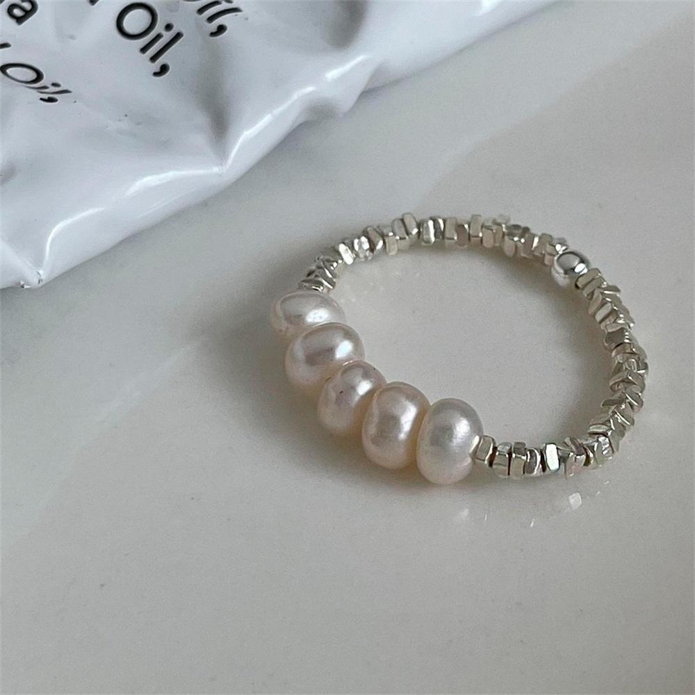 Pearl Broken Silver Ring Sterling Silver ins Personalized Index Finger Ring Jewelry