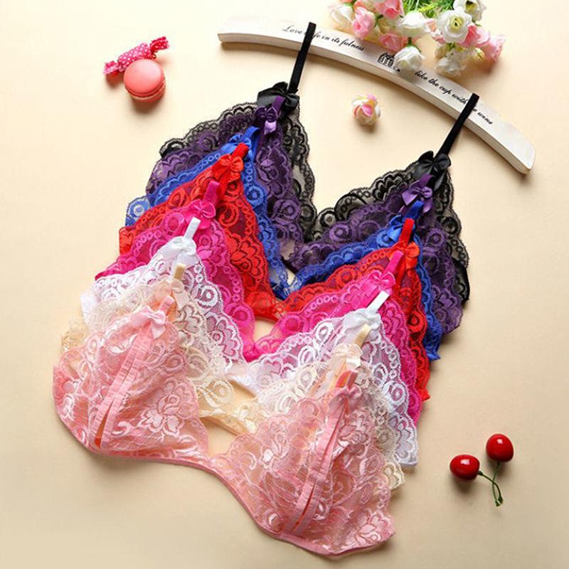 Women Sexy Lingerie Lace Bra Set Ruffle Transparent Underwear