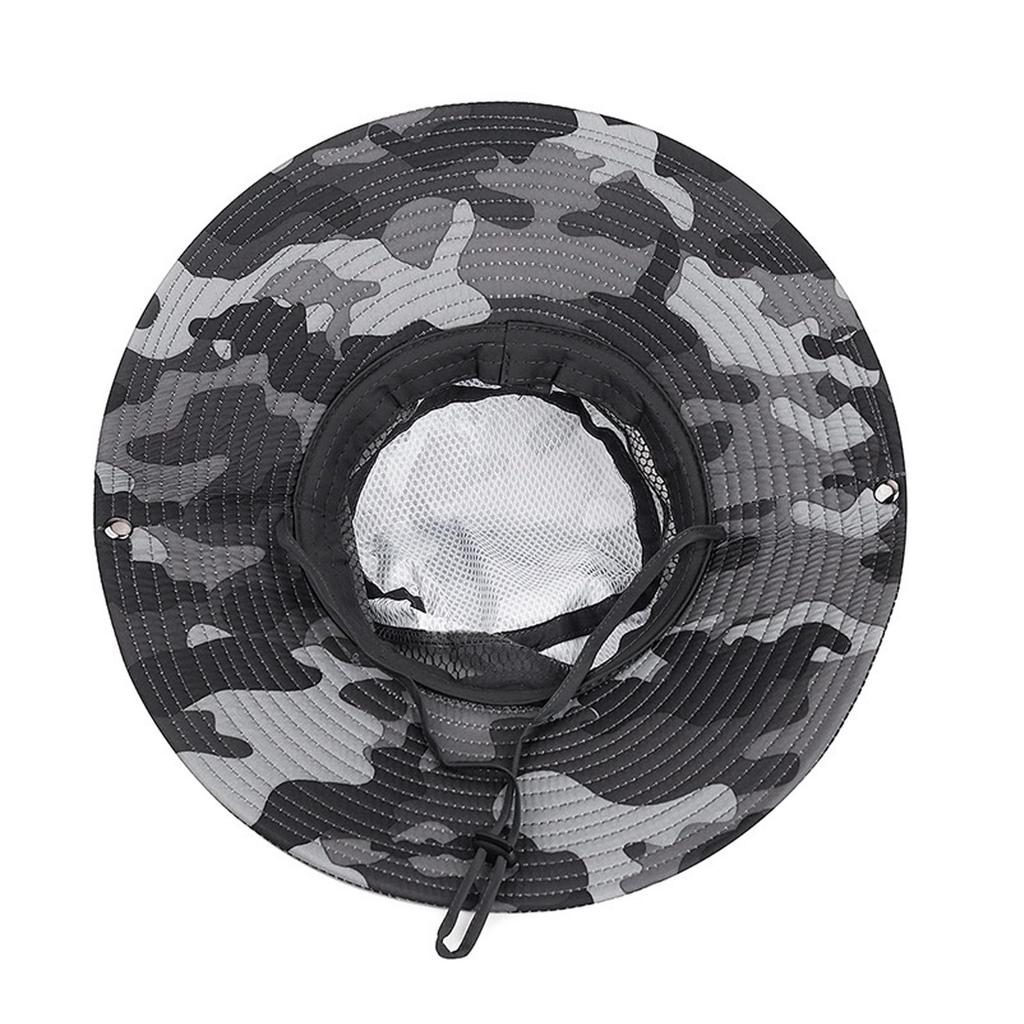 Summer Safari Camouflage Outdoor Fishing UV Hiking Hat Dark [AXIAO] Men's Hat, Mesh, Hat, Protection, Water-Repellent, Adjustable, (Camouflage Gray)