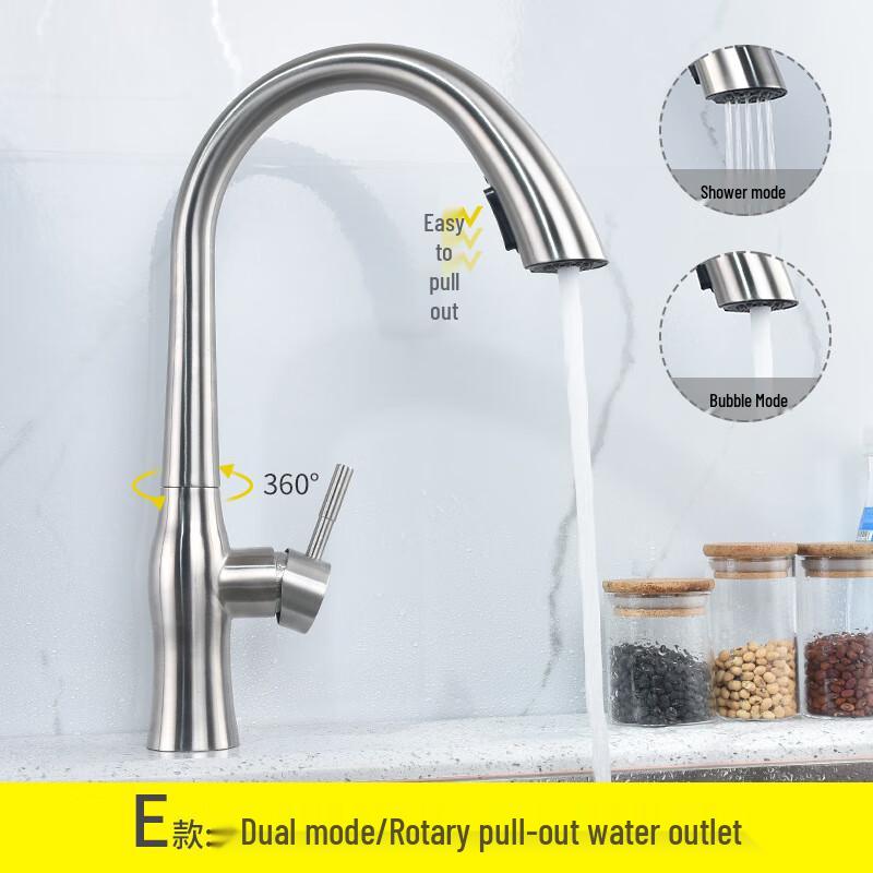 TLXT Single-Hole Black Pull-Out Kitchen Faucet