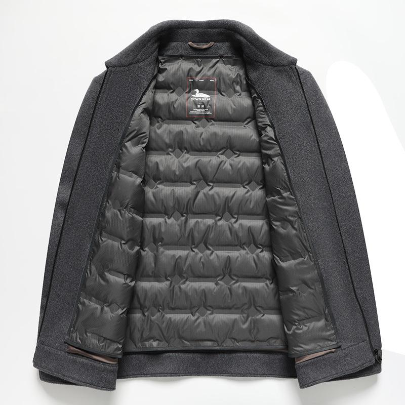 Men's Winter Wool Coat with Detachable Down Liner