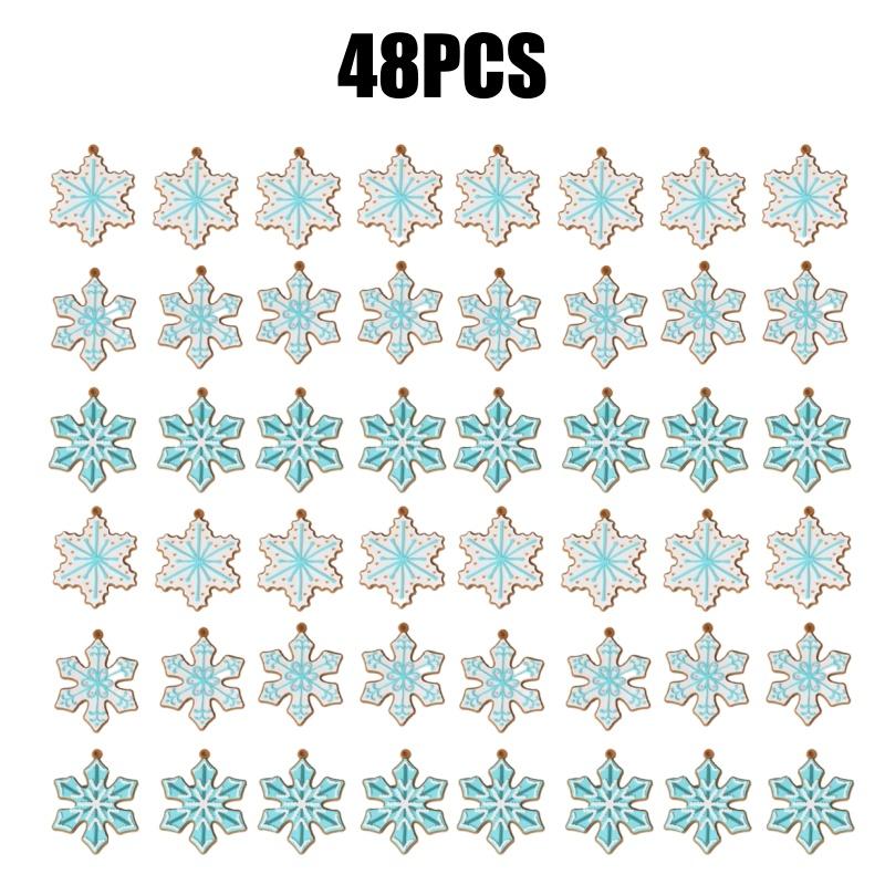 Winter Blue Snowflake Ornaments with Ropes Christmas Silicone Pendants Hanging Tree Decor for Home Party