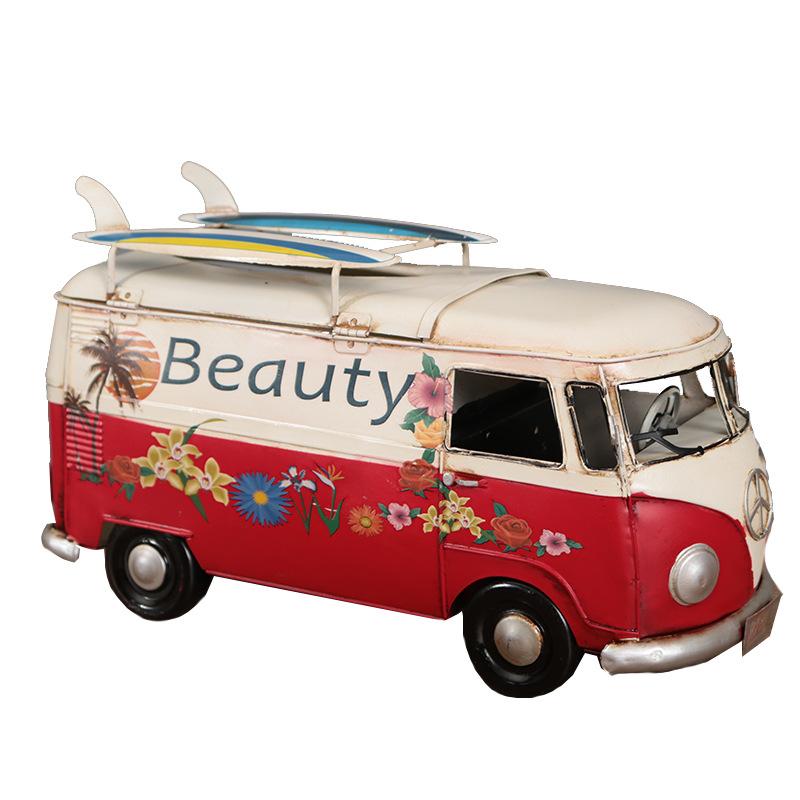 Wrought Iron Tissue Box American Retro Surfing Skateboard Bus Car Model Tissue Pumping Box Retro Model Ornament