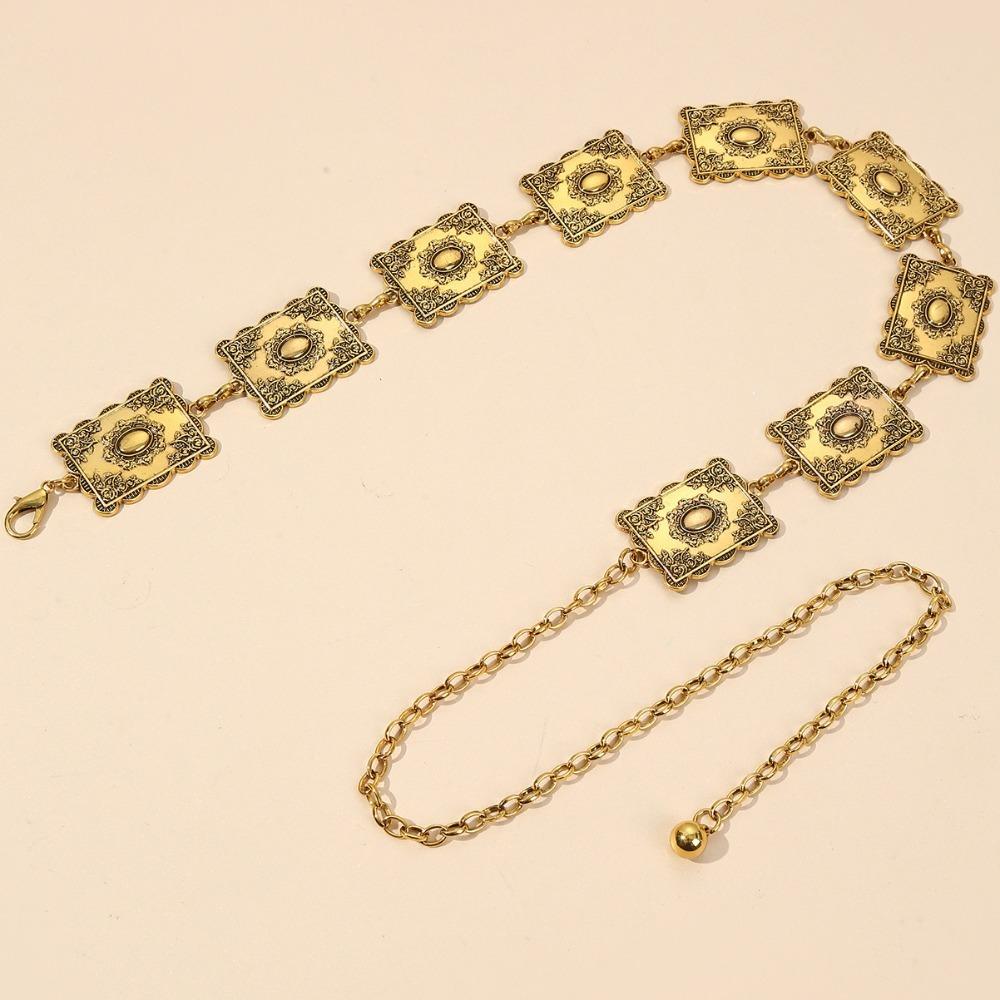 

Golden Silver Carved Chain Belt Craved Women‘s Belt Exquisite Metal Waistband Jeans золотий