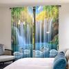 2pcs- Autumn natural forest landscape printed curtains, pole bag curtains, home decoration, room decoration