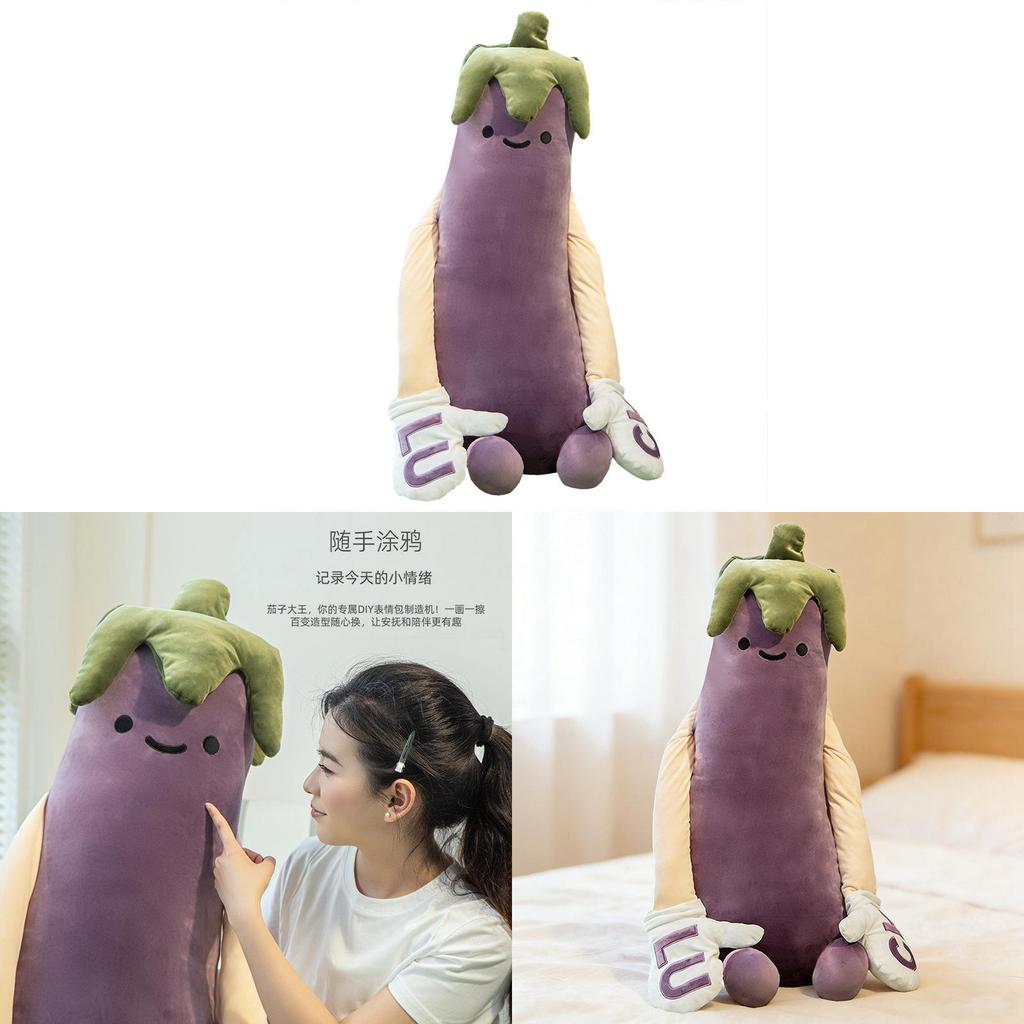 Cartoon Eggplant Plush Pillow With Removable Cover For Sleep And Comfort