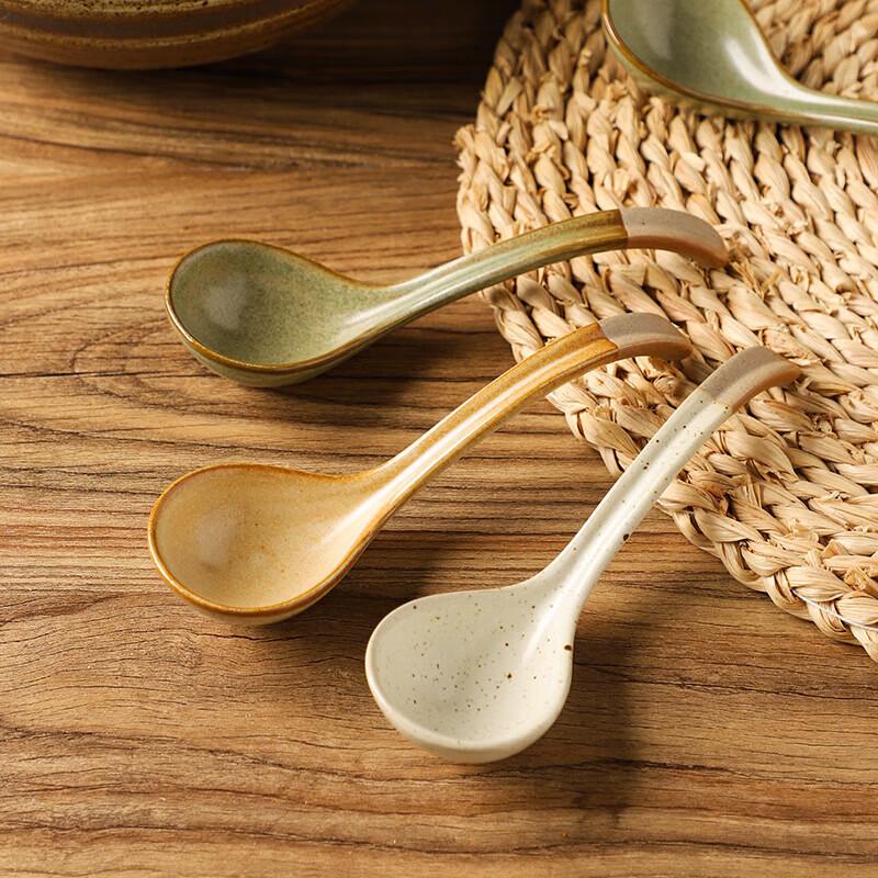 Glazed Ceramic Japanese Style Soup Spoon