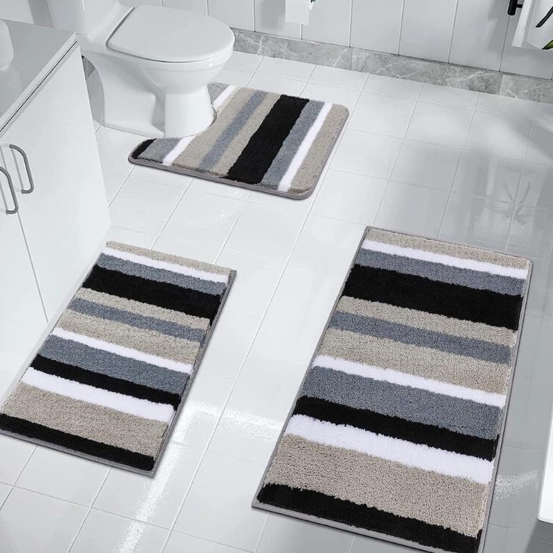 Plushes Flockeds NonSkid Bath Mats Fast Drying Water Absorbent Bathroom Carpet for Shower Floor