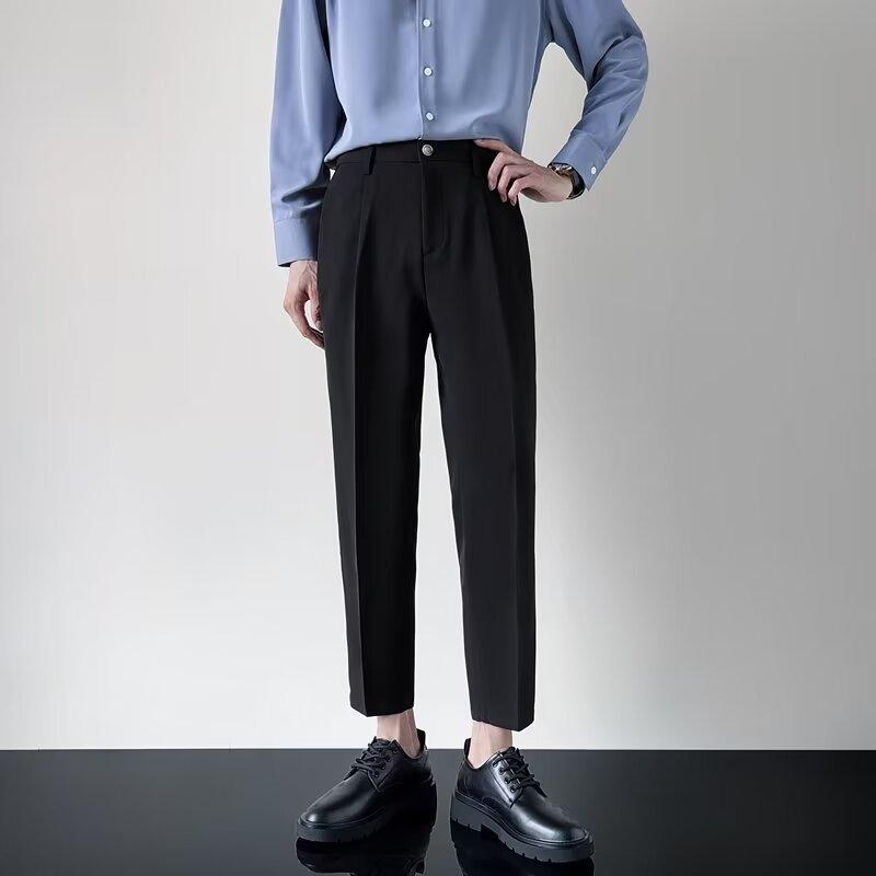Men's Light and Mature Pants Spring and Summer New Trend Loose and Drape Casual Pants High-end Large-size Straight Nine-point Pants
