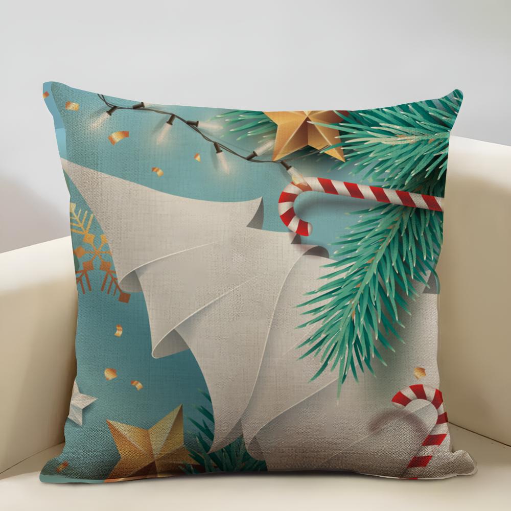 Blue And Green Snowflake Christmas Cushion Cover Household Decoration Linen Sofa Cushion Cover: Skin-Friendly & Breathable With