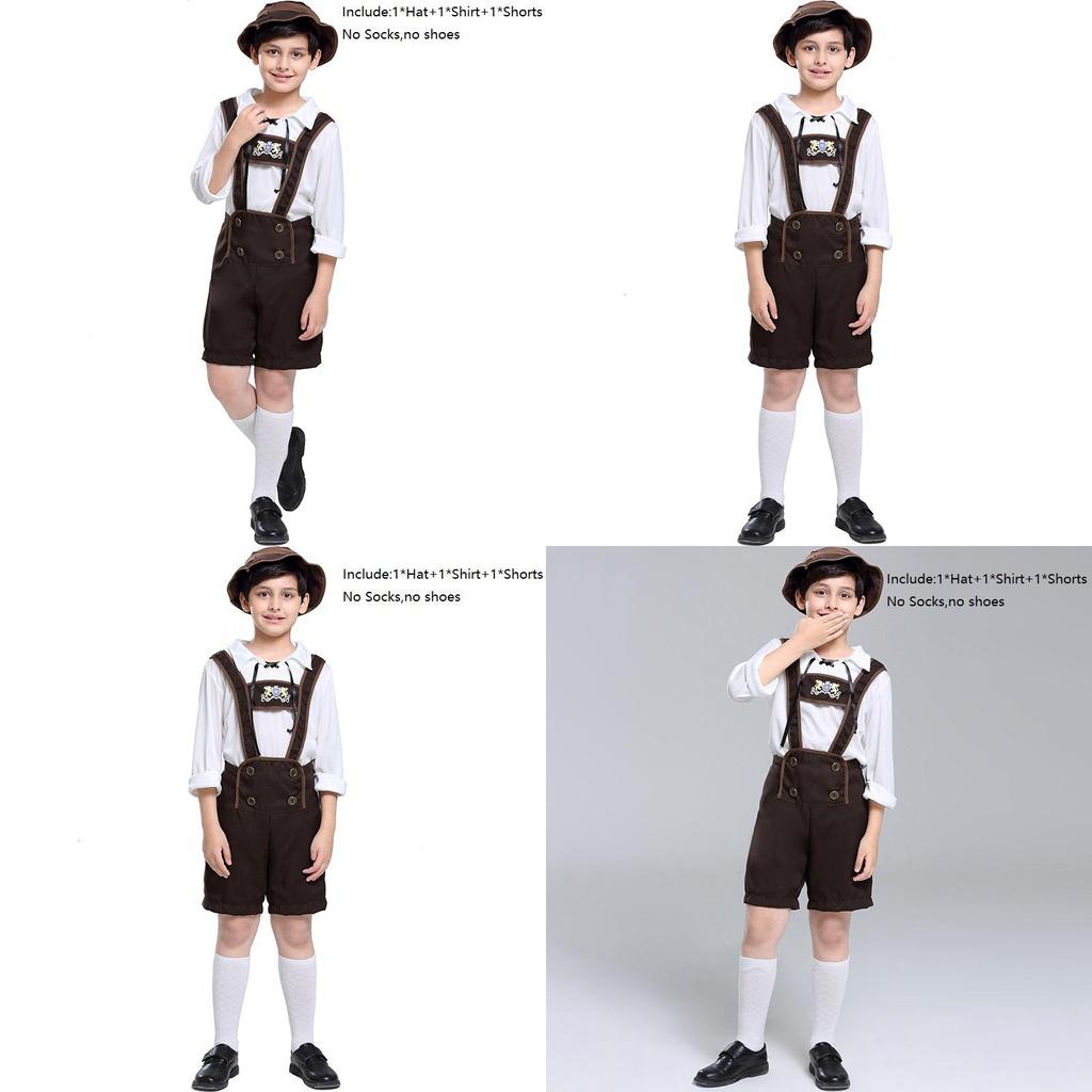 Authentic Children's German Oktoberfest Outfit With Hat For Halloween And Cosplay
