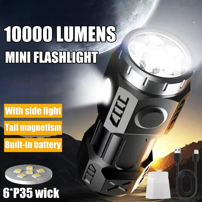 New Ultra Powerful Flashlight 4/6/8*P35 LED Mini Super Bright Torch USB Rechargeable Waterproof Light With Magnet Emergency Lamp