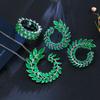 Popular Leaf Set Chain Earrings Ring Necklace Three-Piece 3A Zircon Horse Eye Earrings