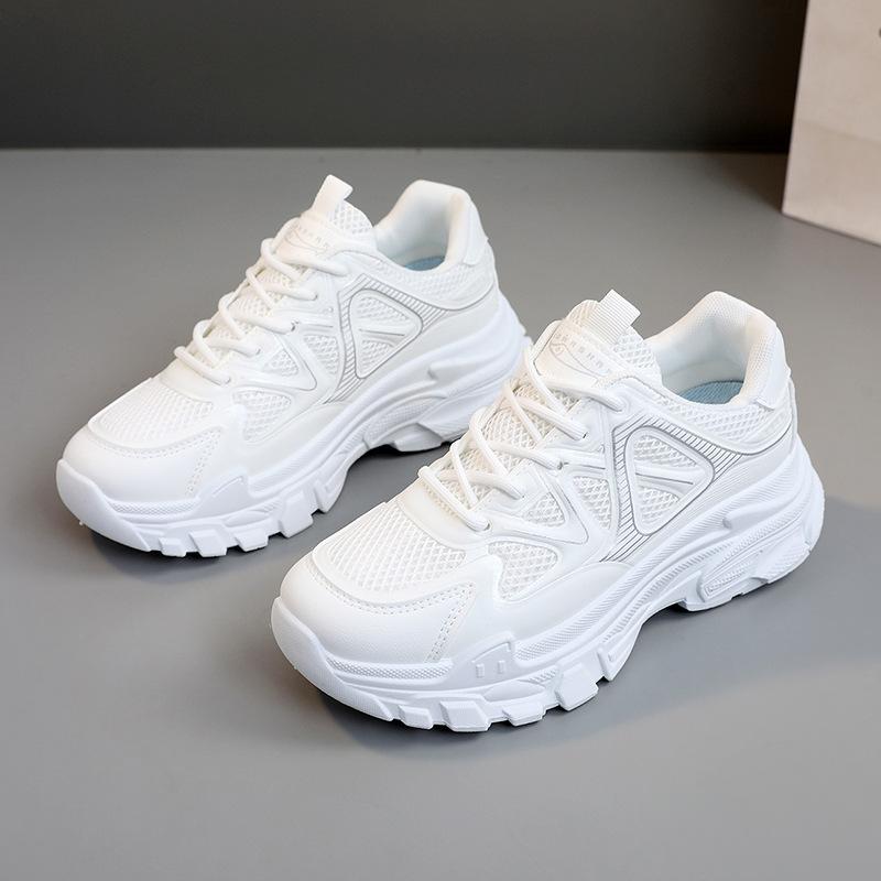 Rm1812 New Dad Shoes Women's  Spring/Summer Height Increasing Breathable Platform Mesh Surface White Shoes All-Matching Women's