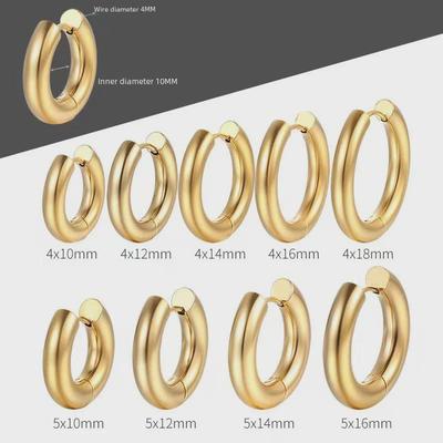 Unisex 18k Gold-Plated Stainless Steel Thick Earrings: Versatile & Fashionable